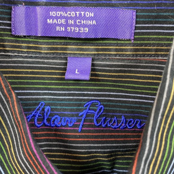 Alan Flusser Rainbow Pinstriped Disco Mod Shirt L - Picture 2 of 4